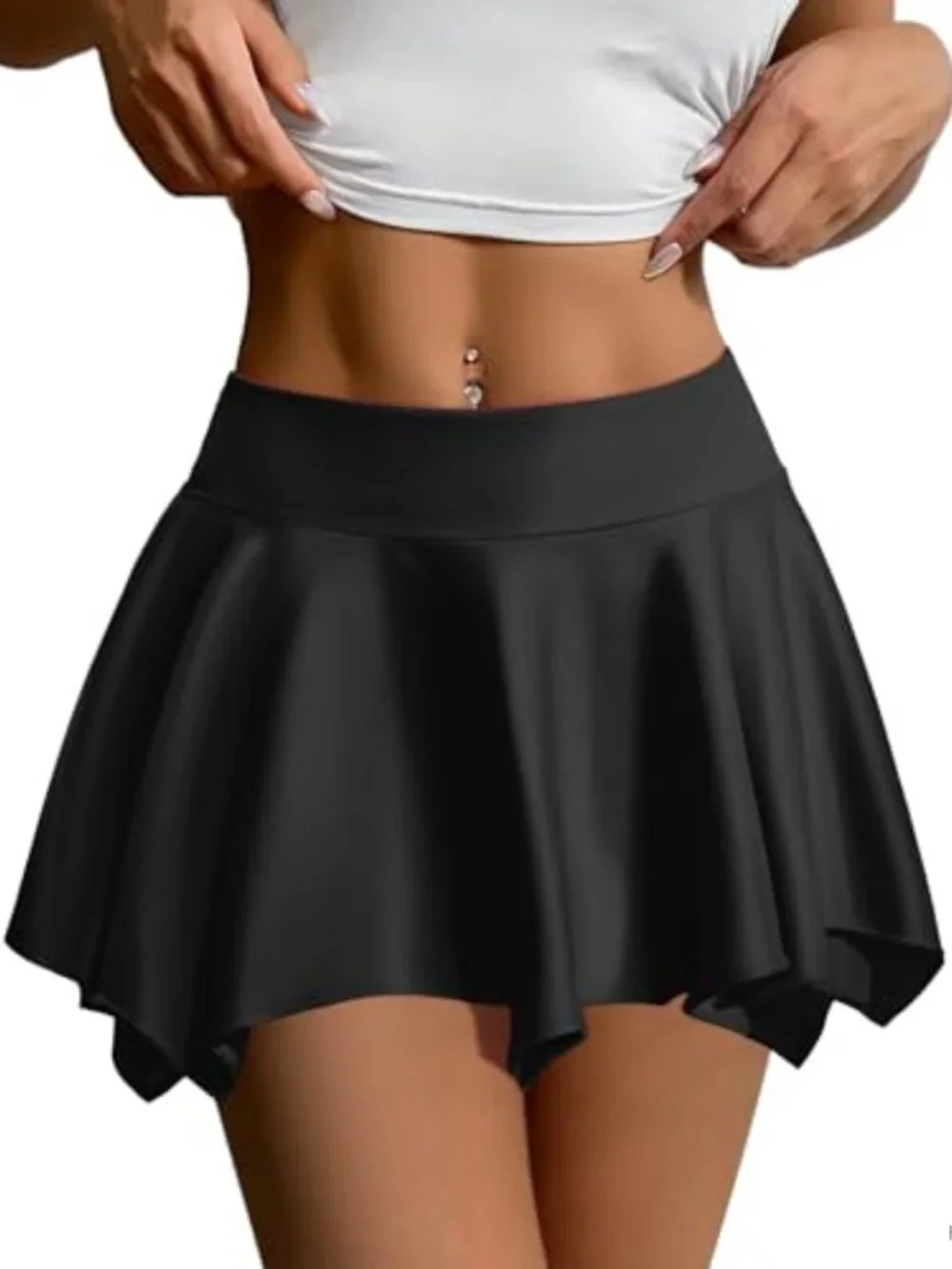 Women's Pleated Mini Skirt High Waist Flowy A-Line Stretchy Clubwear